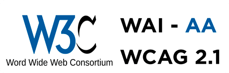 Logo del Word Wide Web Consortium. WCAG 2.1 WAI AA.