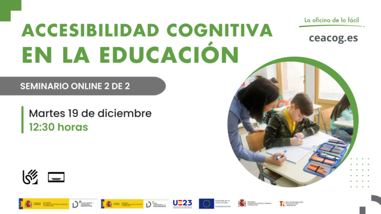 Apúntate al seminario online 2 de accesibilidad cognitiva y educación